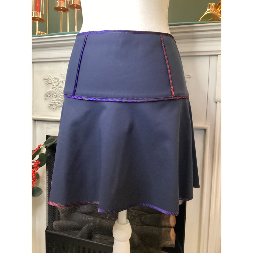 Club Monaco Navy A Line Skirt Zip Front Trim Size 4